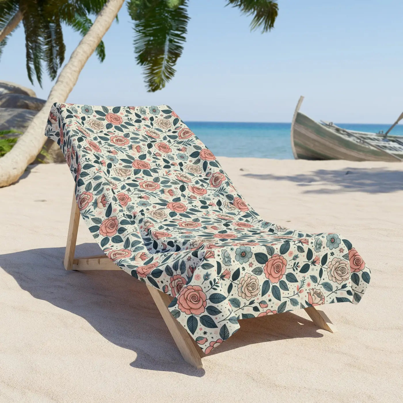 DipaliZ Rose Flowers Beach Towel Cotton Loop Backing