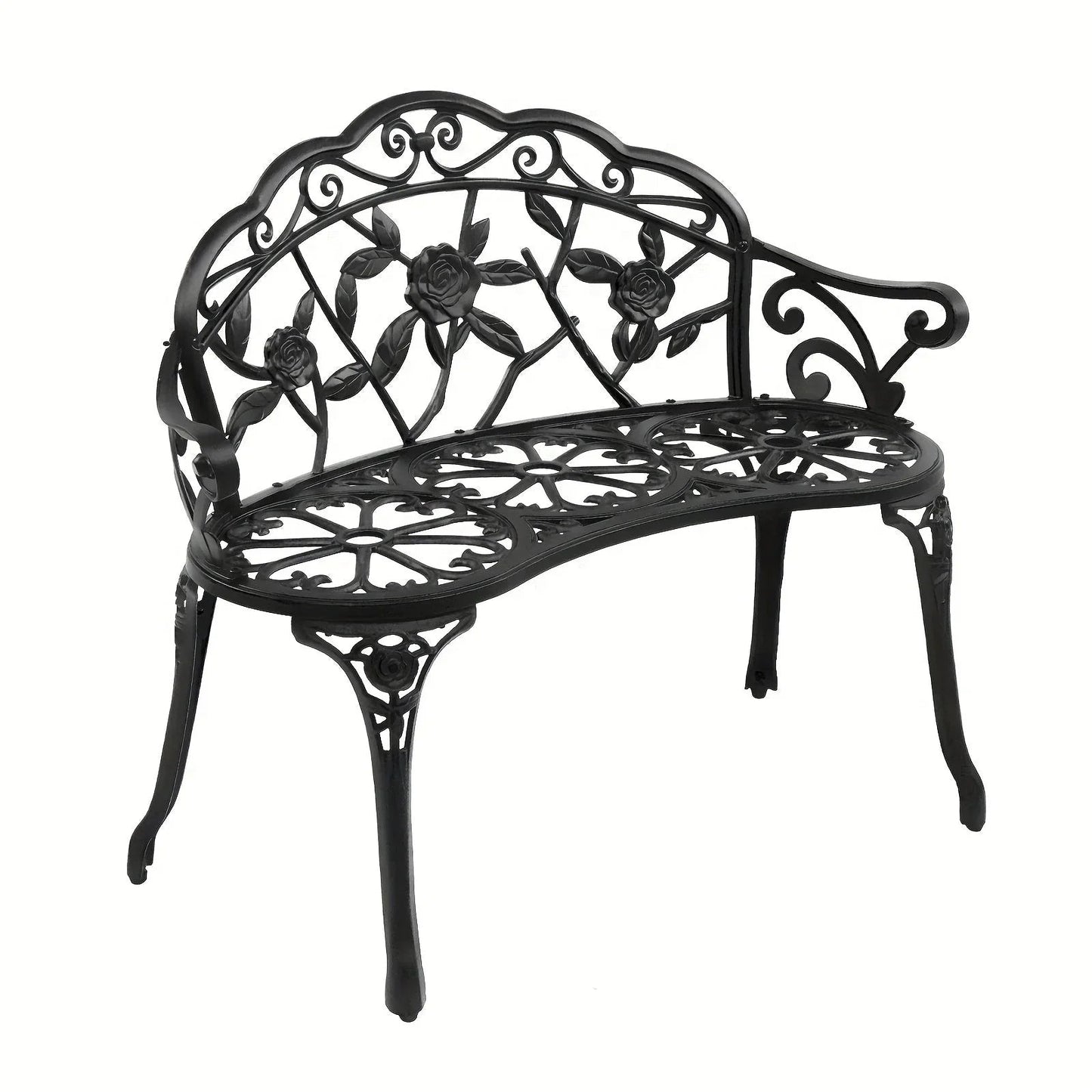 Floral Cast Aluminum Outdoor Garden Bench for 2