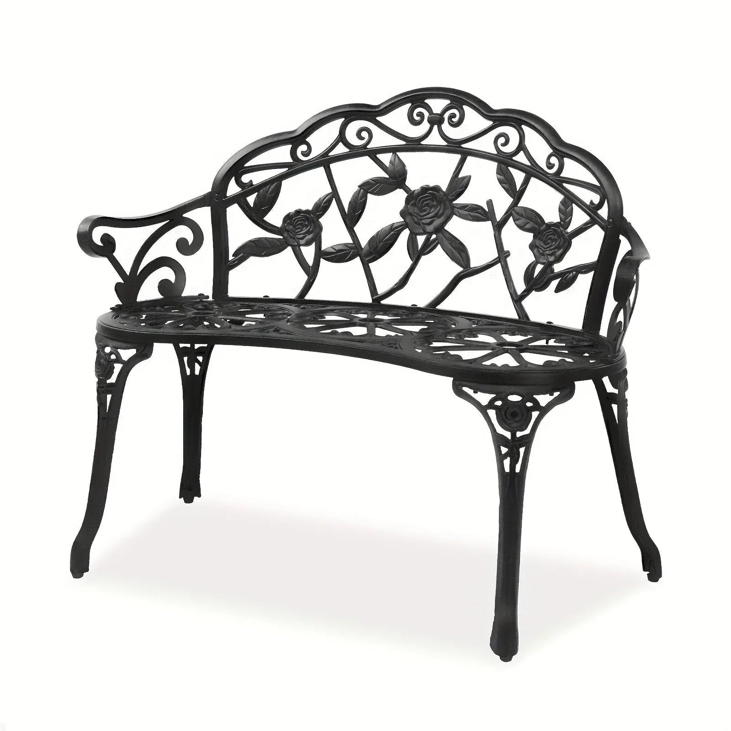 Floral Cast Aluminum Outdoor Garden Bench for 2
