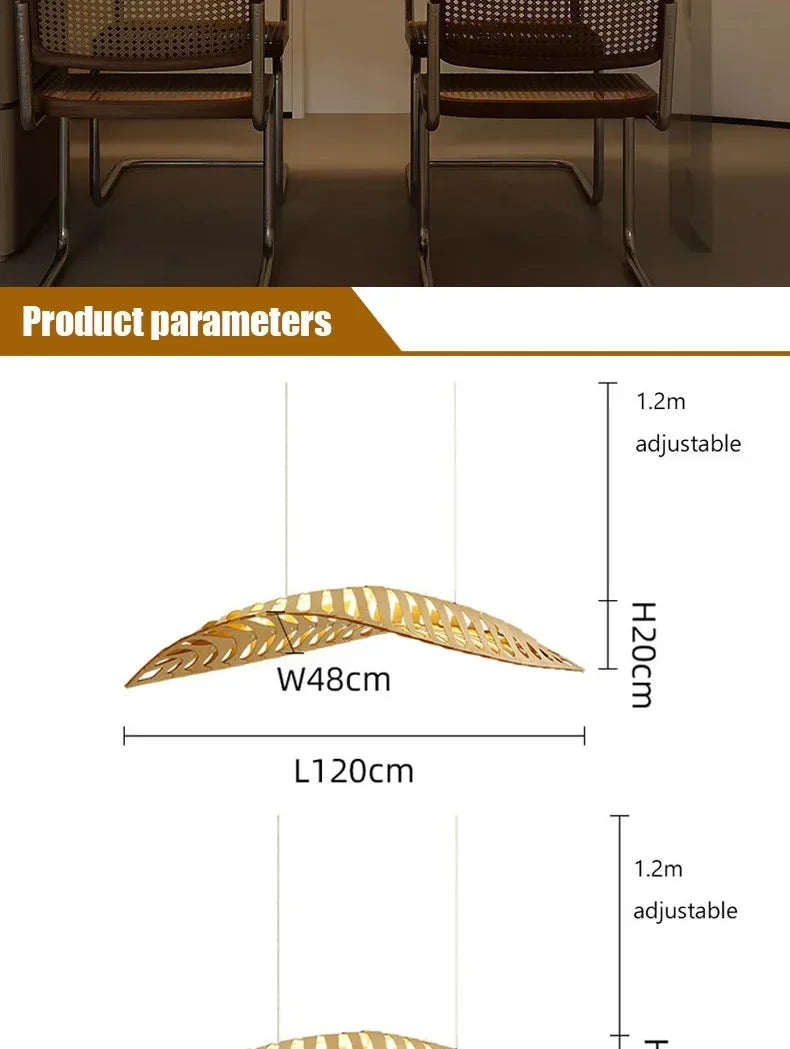 Pendant Lamp - Minimalist Wood Fish Bone