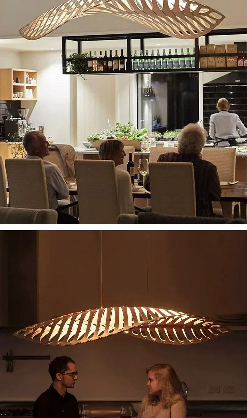 Pendant Lamp - Minimalist Wood Fish Bone
