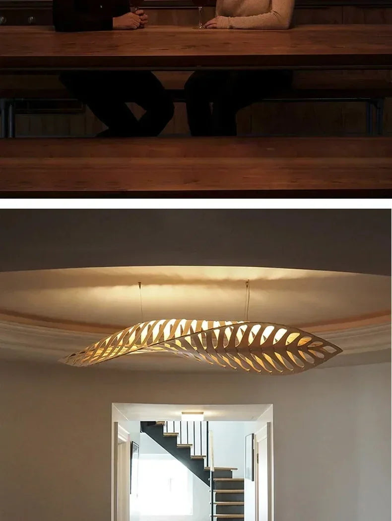 Pendant Lamp - Minimalist Wood Fish Bone