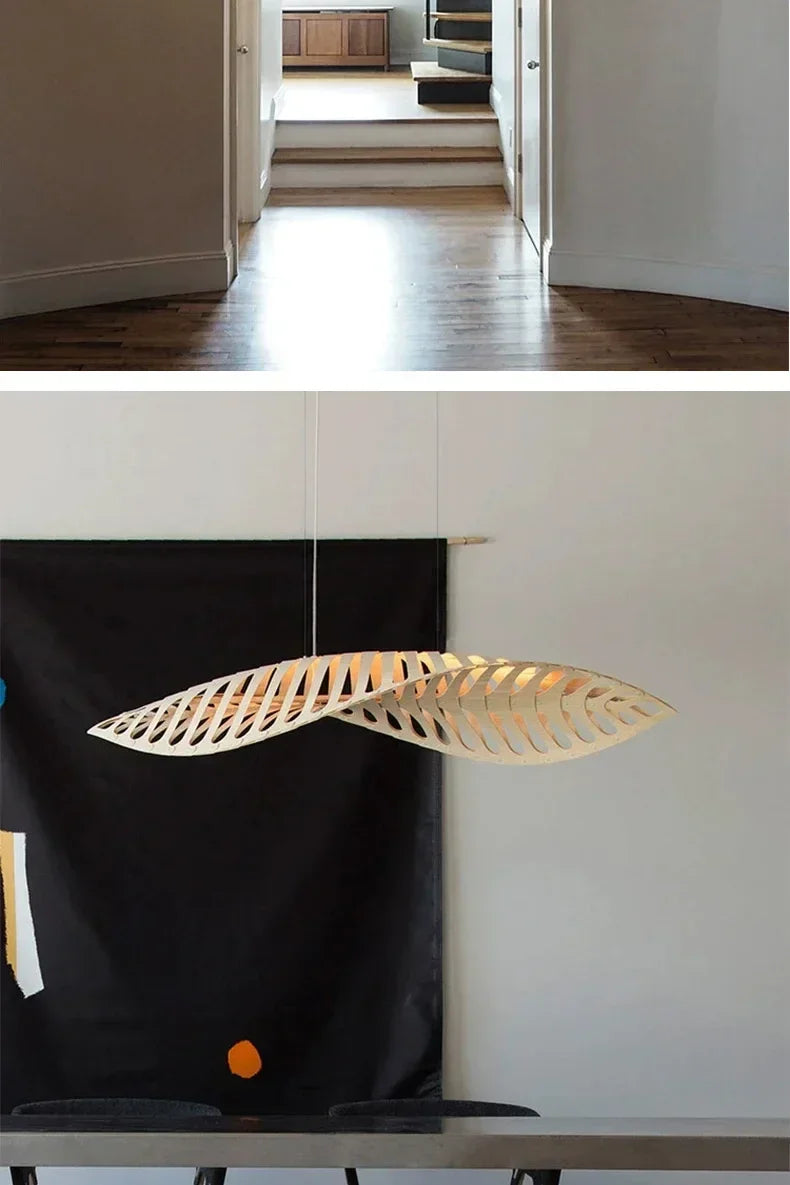 Pendant Lamp - Minimalist Wood Fish Bone