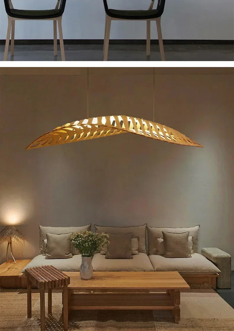 Pendant Lamp - Minimalist Wood Fish Bone