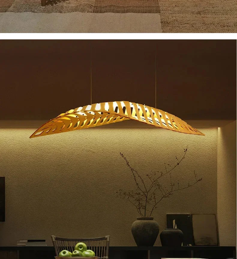 Pendant Lamp - Minimalist Wood Fish Bone
