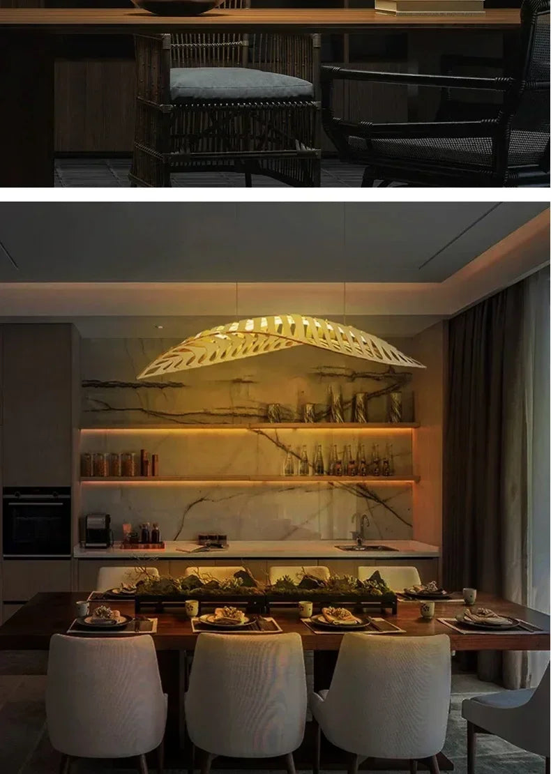 Pendant Lamp - Minimalist Wood Fish Bone