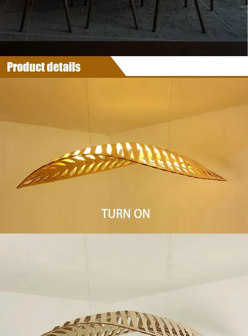 Pendant Lamp - Minimalist Wood Fish Bone