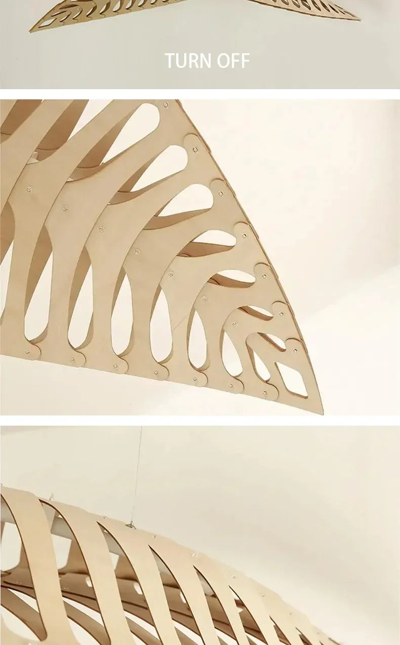Pendant Lamp - Minimalist Wood Fish Bone