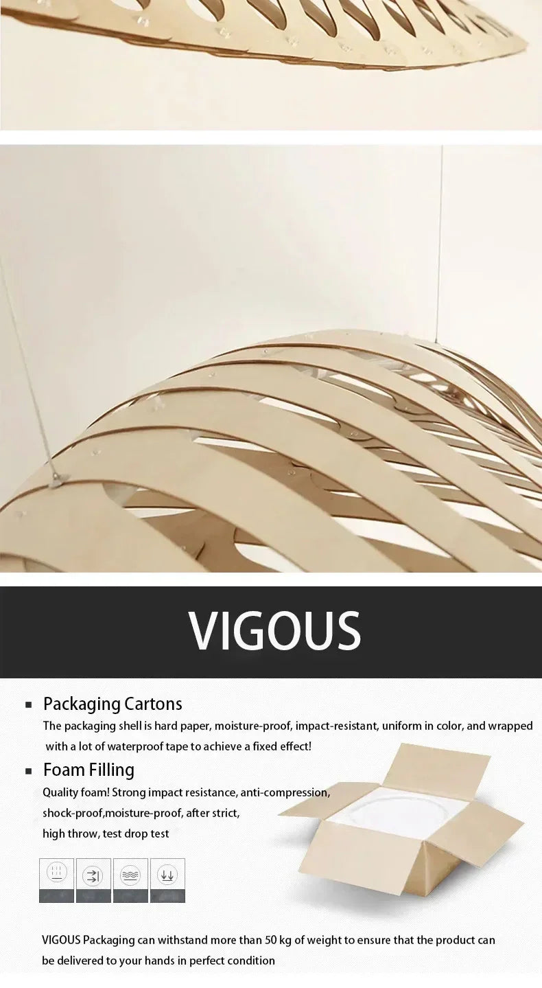 Pendant Lamp - Minimalist Wood Fish Bone