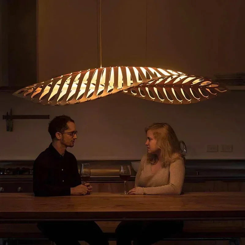 Pendant Lamp - Minimalist Wood Fish Bone