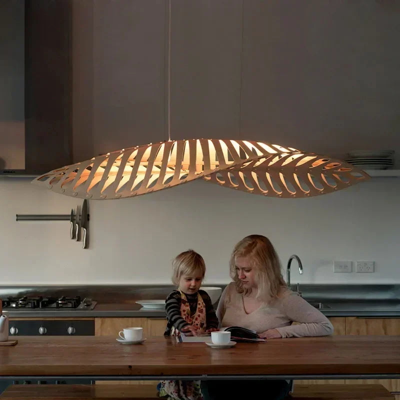 Pendant Lamp - Minimalist Wood Fish Bone