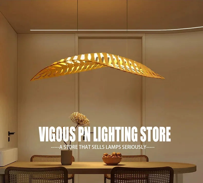 Pendant Lamp - Minimalist Wood Fish Bone