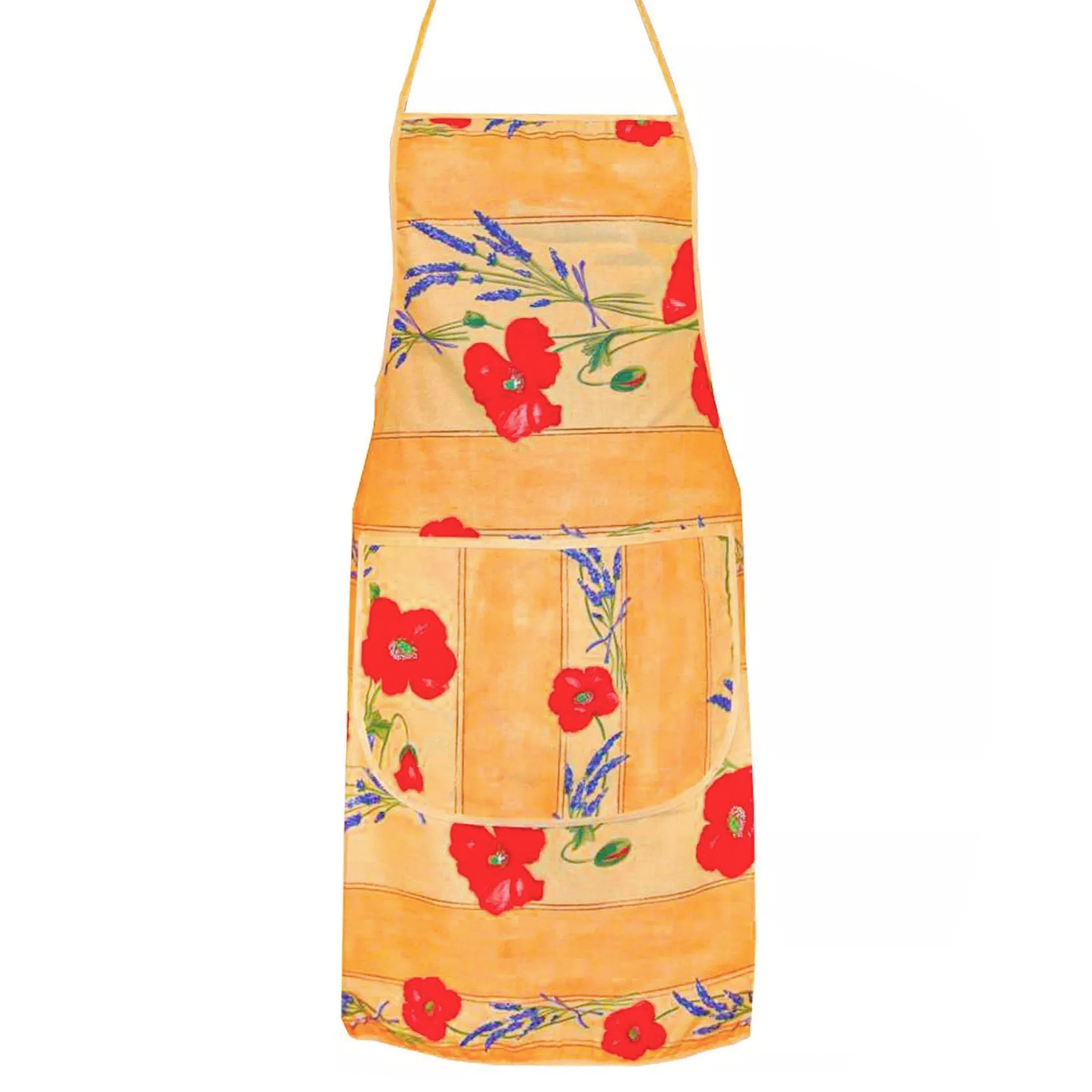 French kitchen apron - 100% Cotton - Poppies yellow | Tissus Toselli