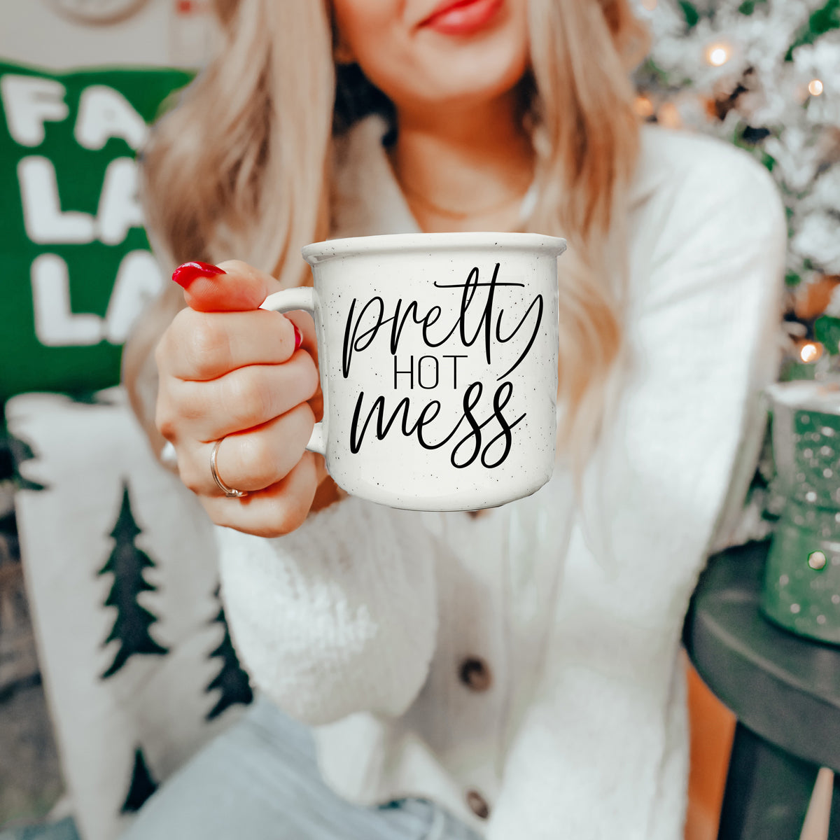 Pretty Hot Mess 14.5oz Ceramic Coffee Mug Funny Hot Mess Quote Cup For Home Office And Travel