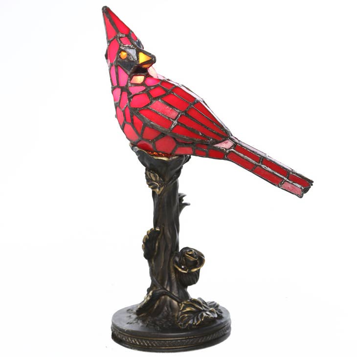 Skylar Red Stained Glass Bird Accent Lamp