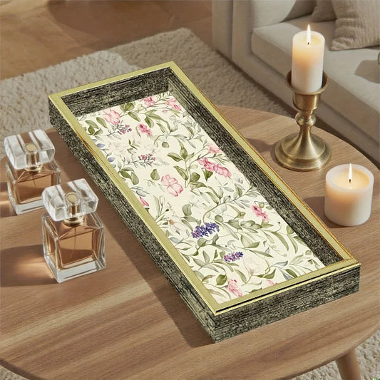 Serving Tray - Decorative Glass Golden