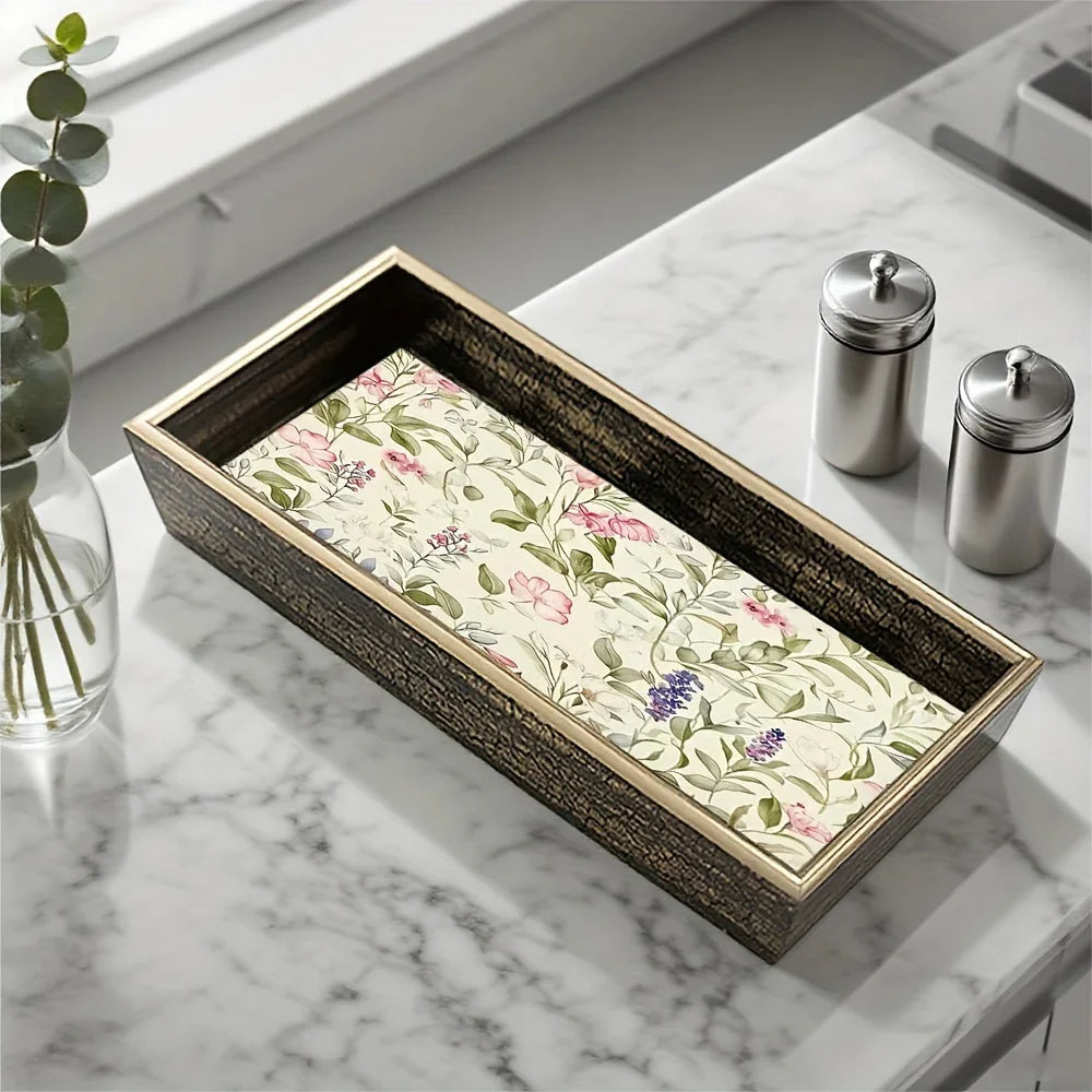 Serving Tray - Decorative Glass Golden