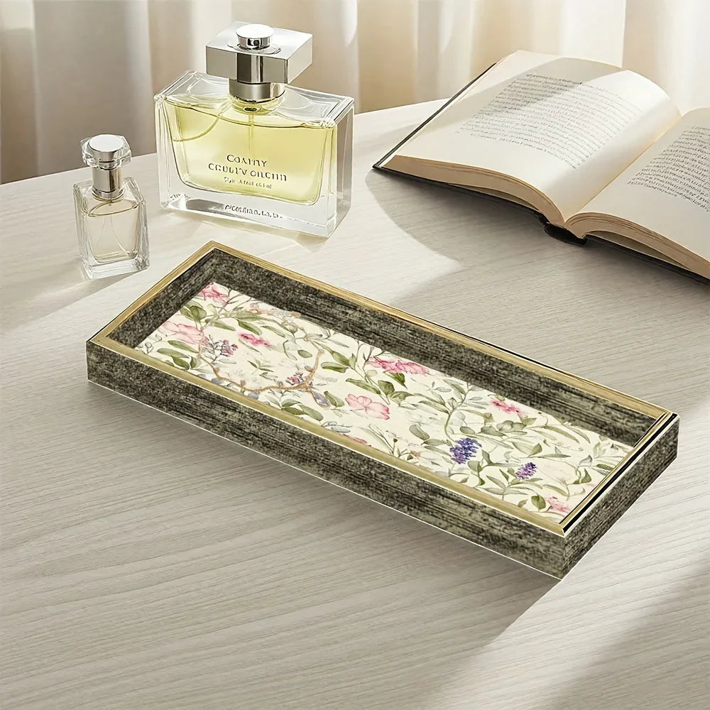 Serving Tray - Decorative Glass Golden