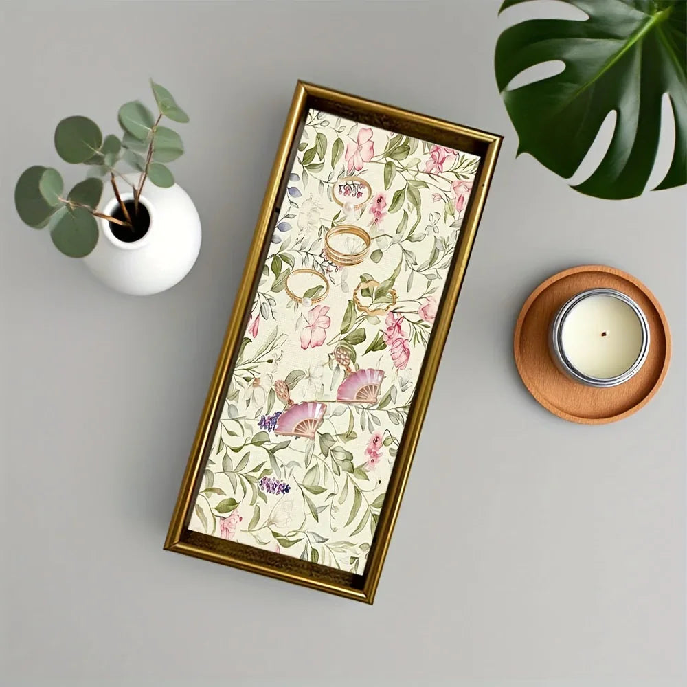 Serving Tray - Decorative Glass Golden