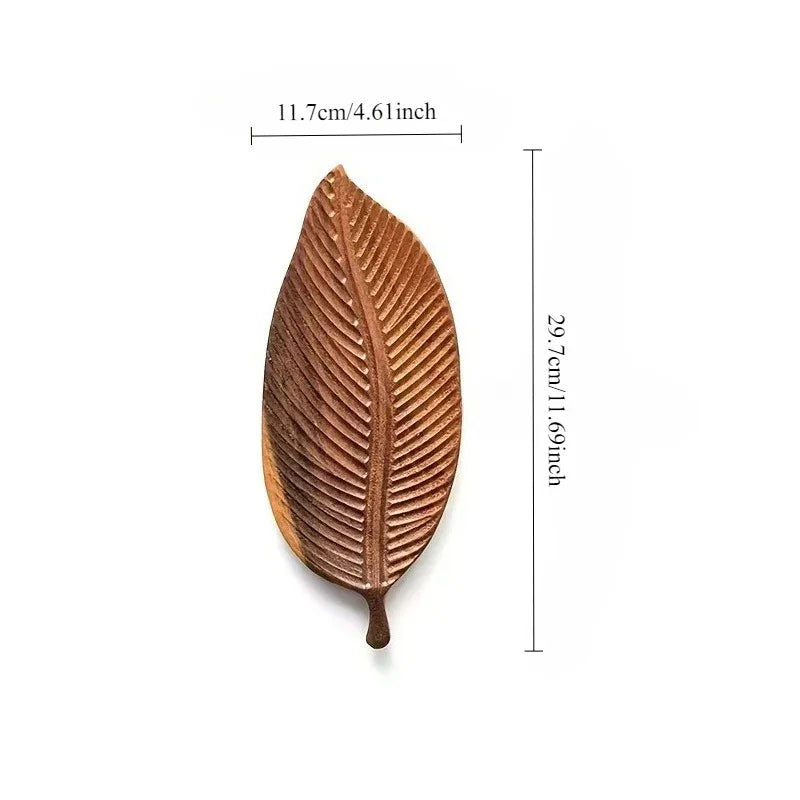 Serving Tray - Vintage Wooden Leaf Shape