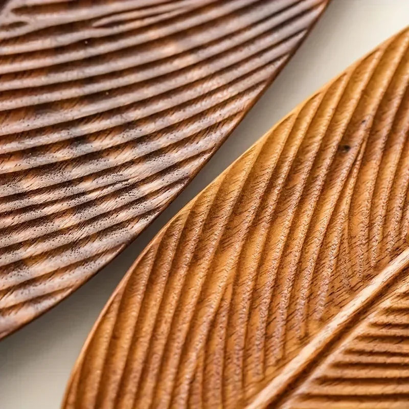 Serving Tray - Vintage Wooden Leaf Shape