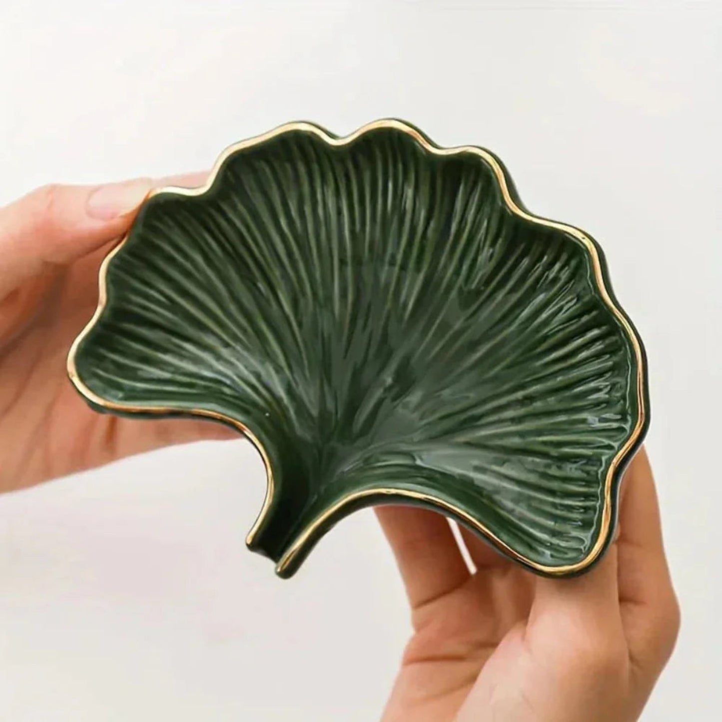 Soap Dish - Ceramic Golden Leaf