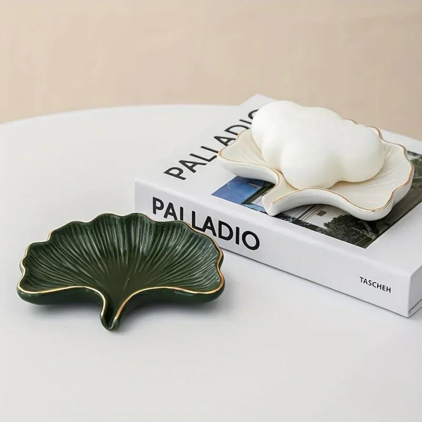 Soap Dish - Ceramic Golden Leaf