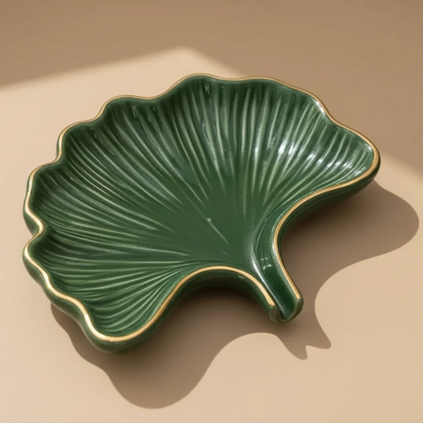Soap Dish - Ceramic Golden Leaf