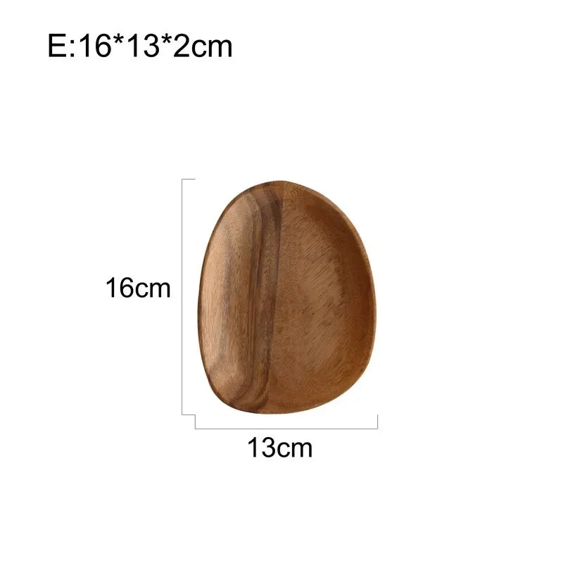 Solid Wood Oval Serving Tray with Irregular Shape for Fruit and Bread