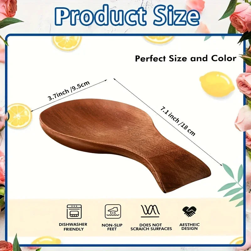 Spoon Rest - Rustic Wooden Brown