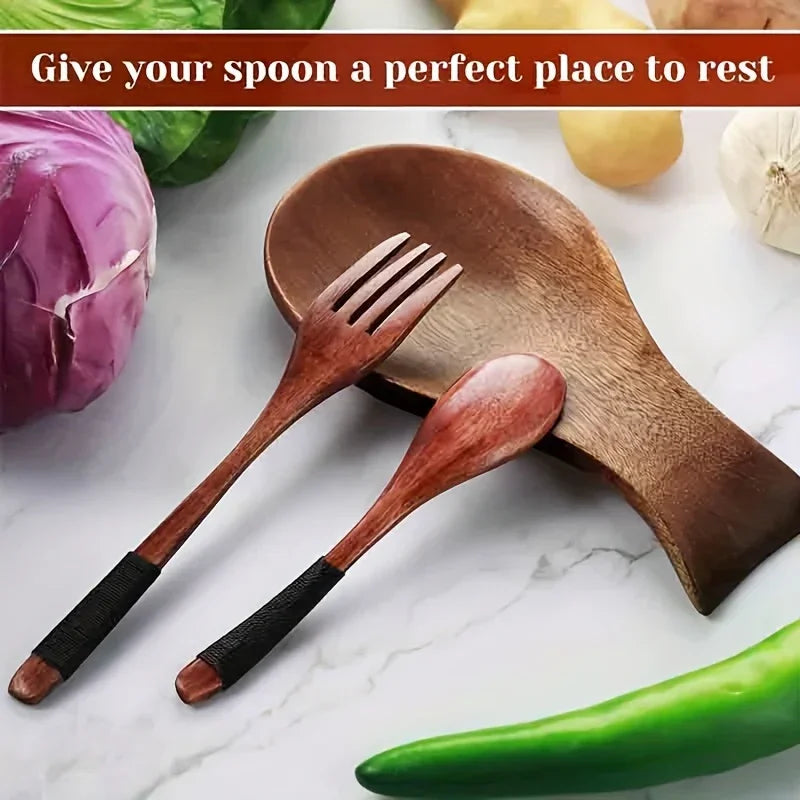 Spoon Rest - Rustic Wooden Brown