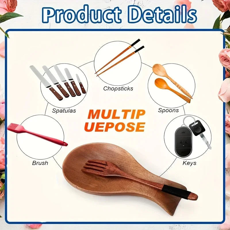 Spoon Rest - Rustic Wooden Brown