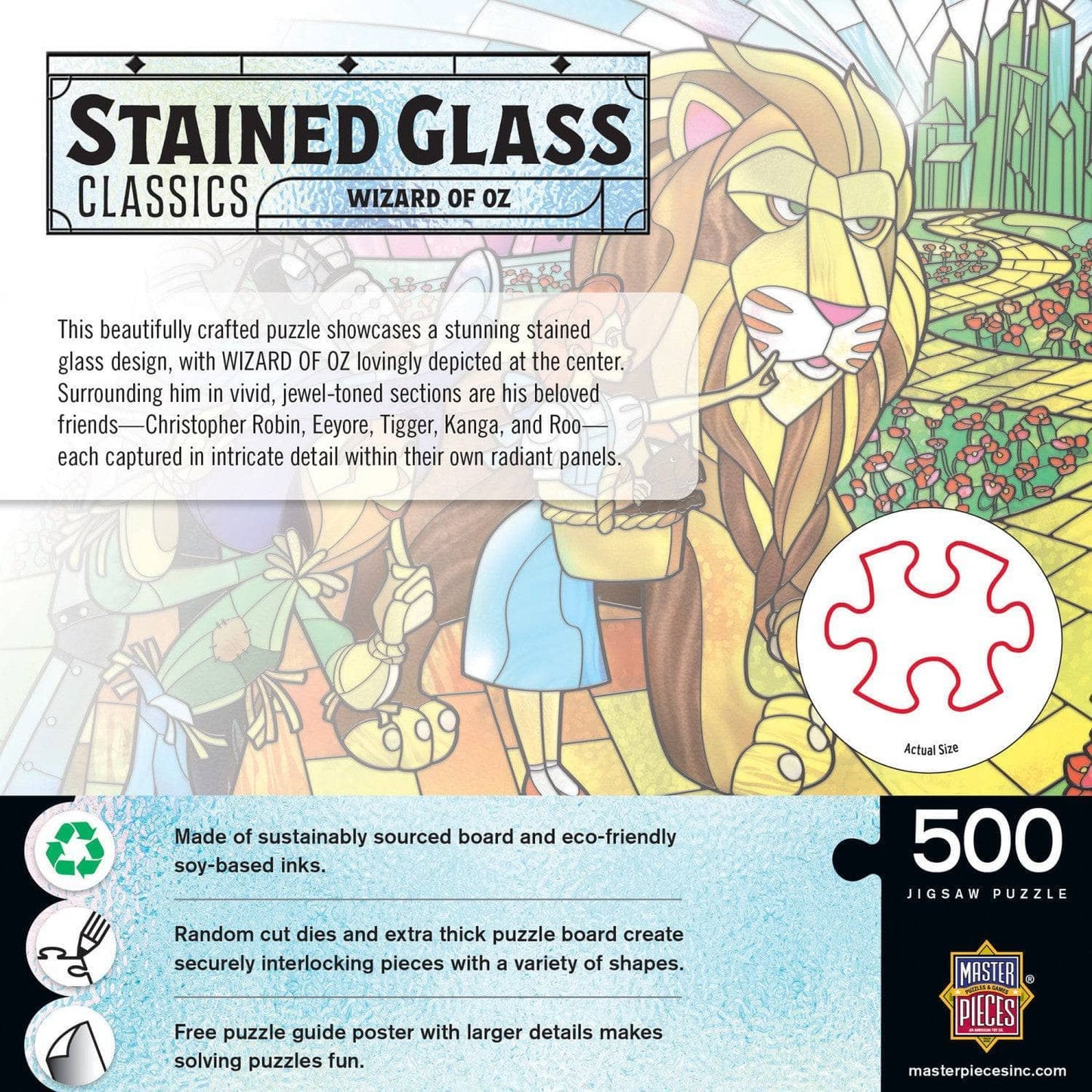 Stained Glass Wizard of Oz 500 Piece Jigsaw Puzzle | Masterpieces Puzzles
