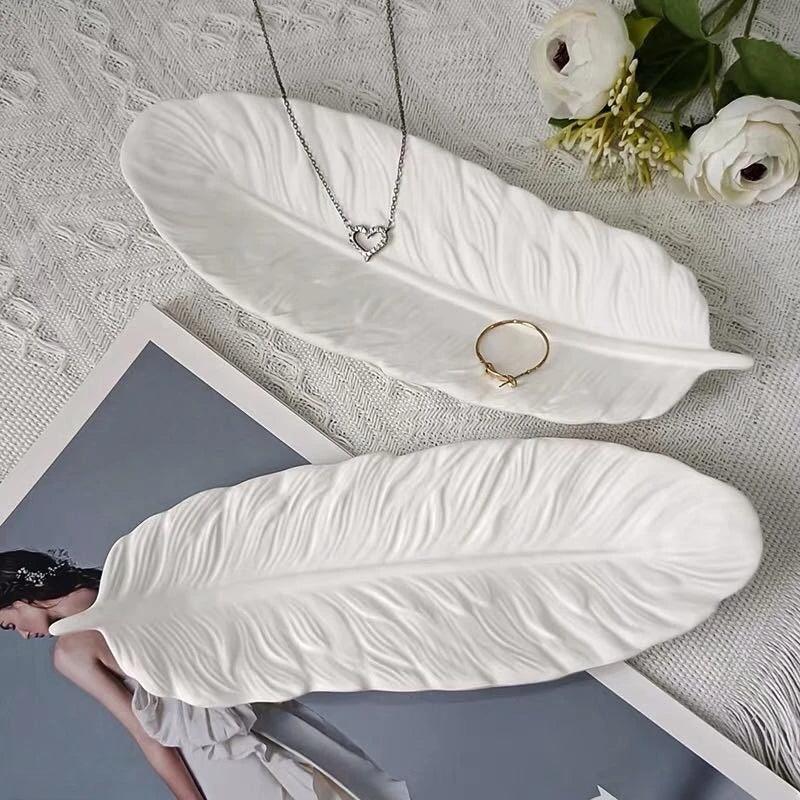 Storage Box - Decorative Crystal Dropper Feather Plate Wings Tray