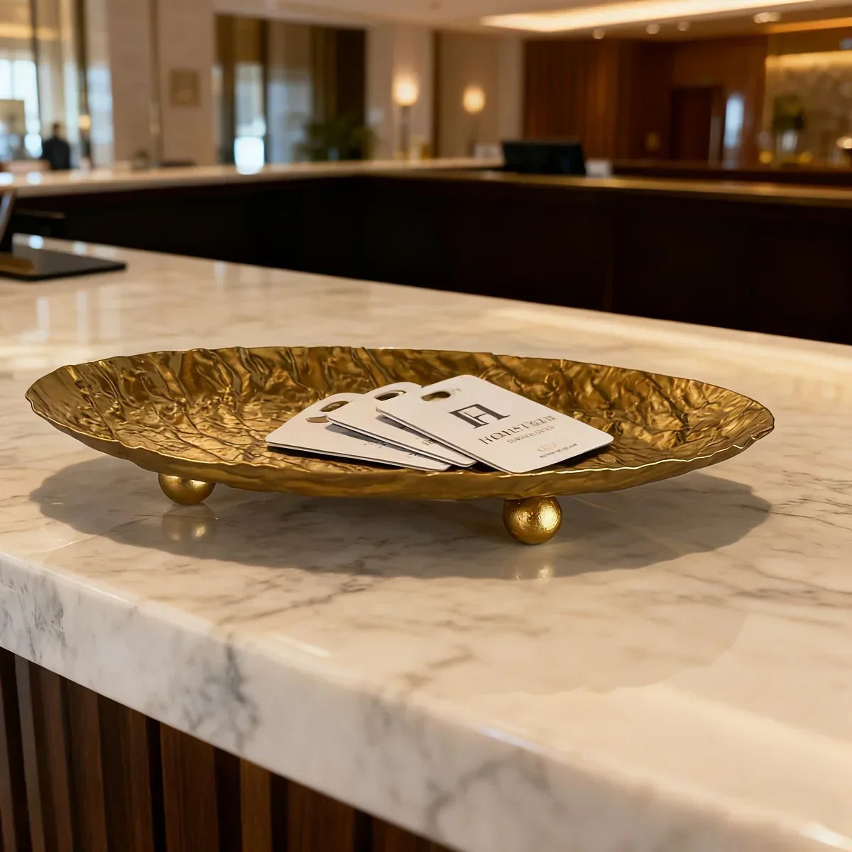Storage Tray - Hammered Golden Metal