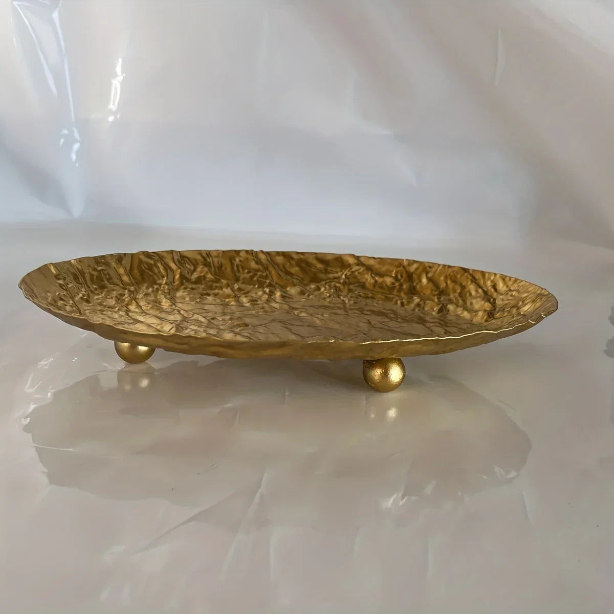 Storage Tray - Hammered Golden Metal