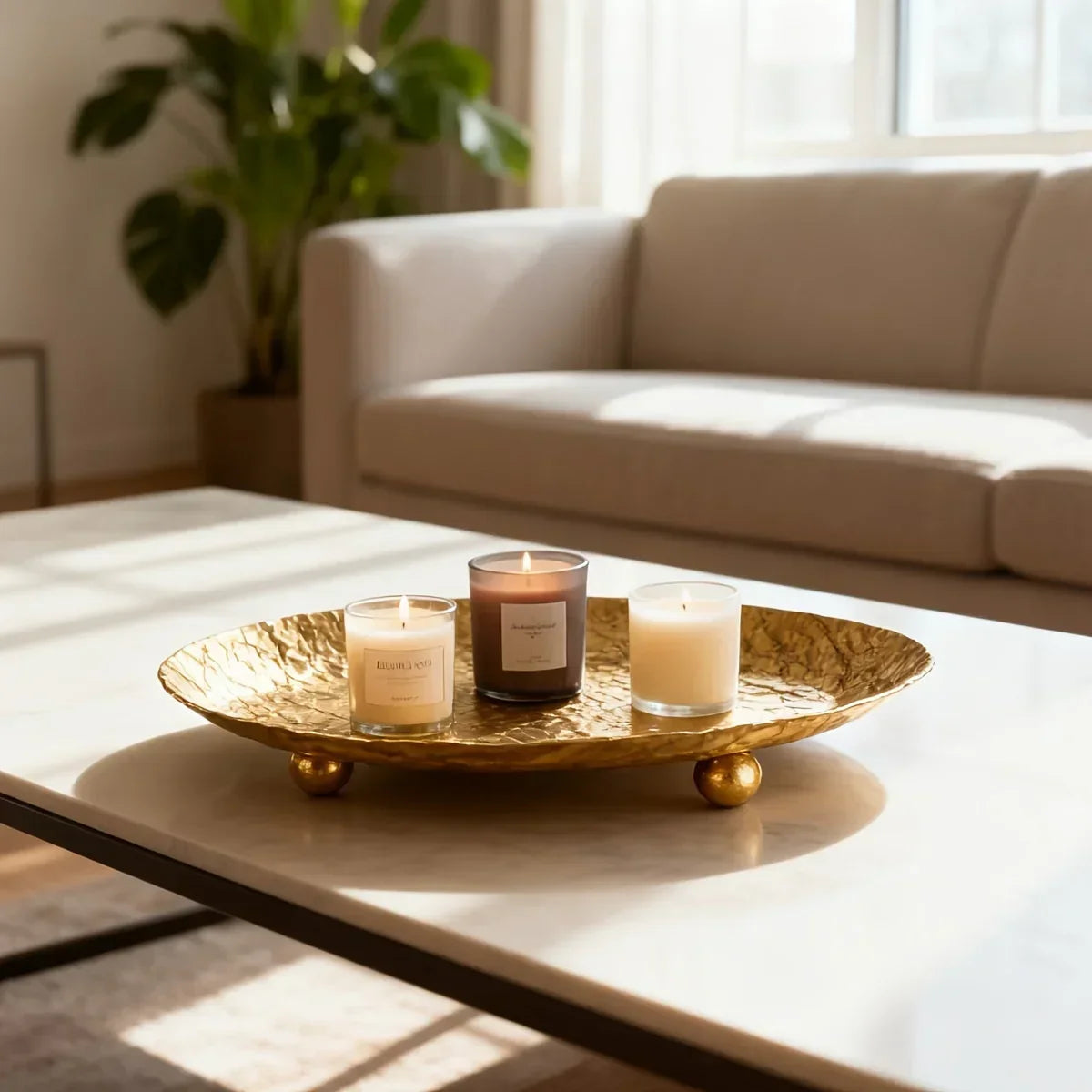 Storage Tray - Hammered Golden Metal