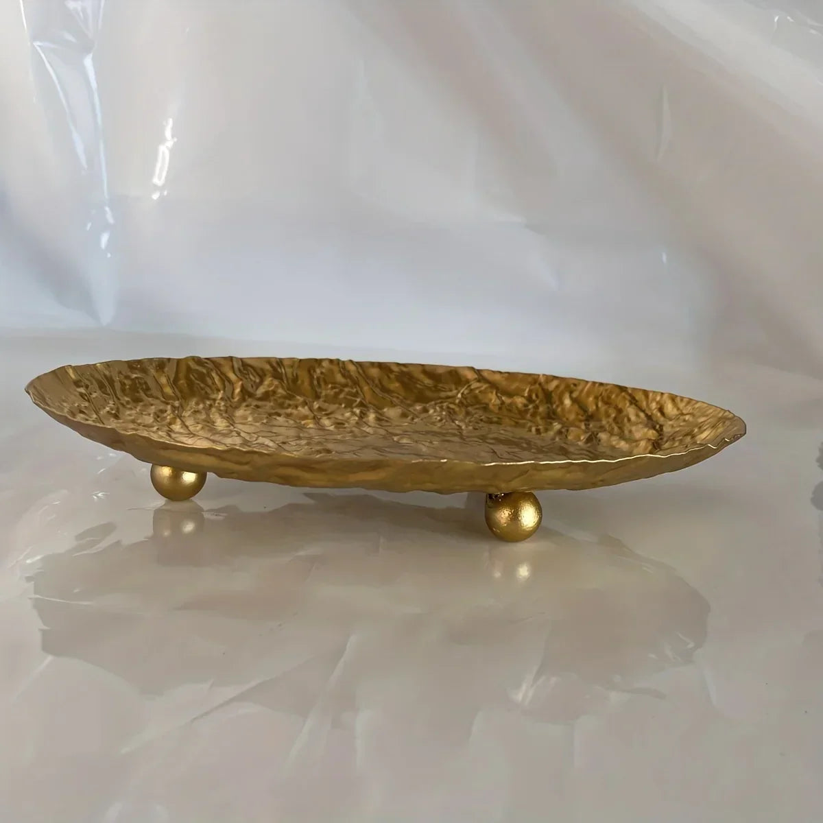 Storage Tray - Hammered Golden Metal