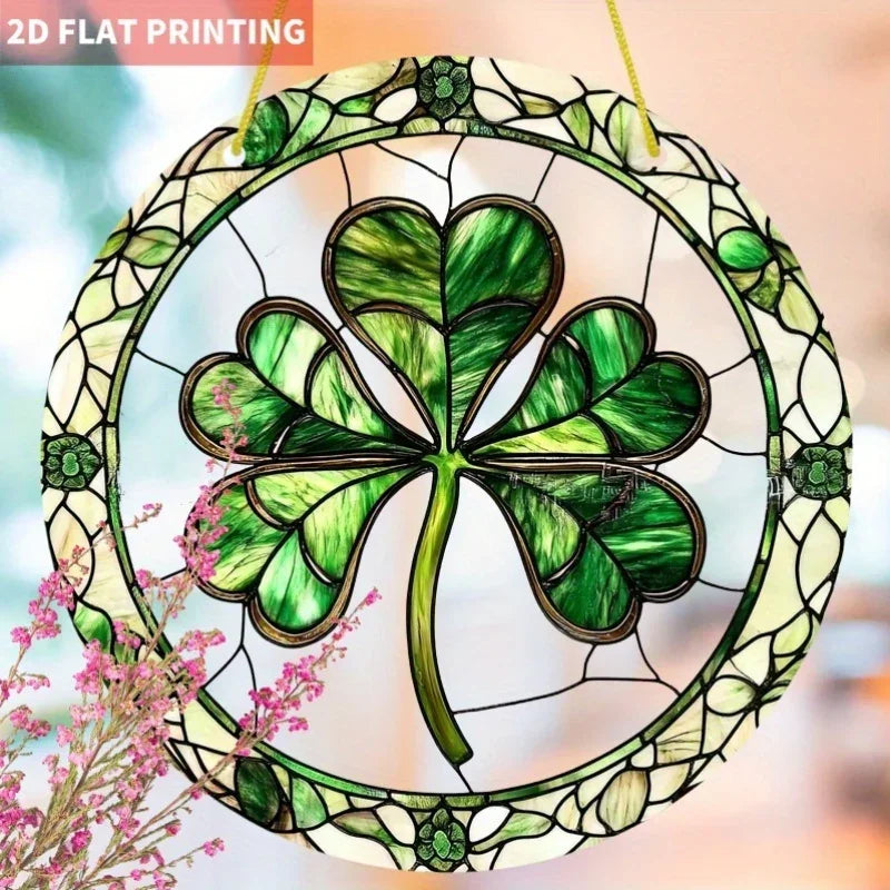 Sun Catcher - Stained Glass Green Round