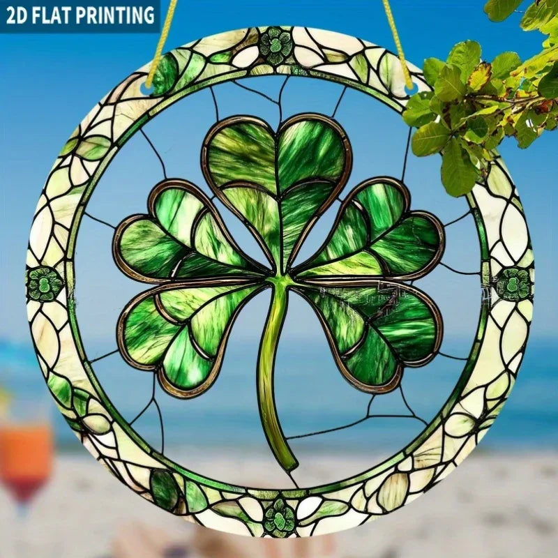 Sun Catcher - Stained Glass Green Round