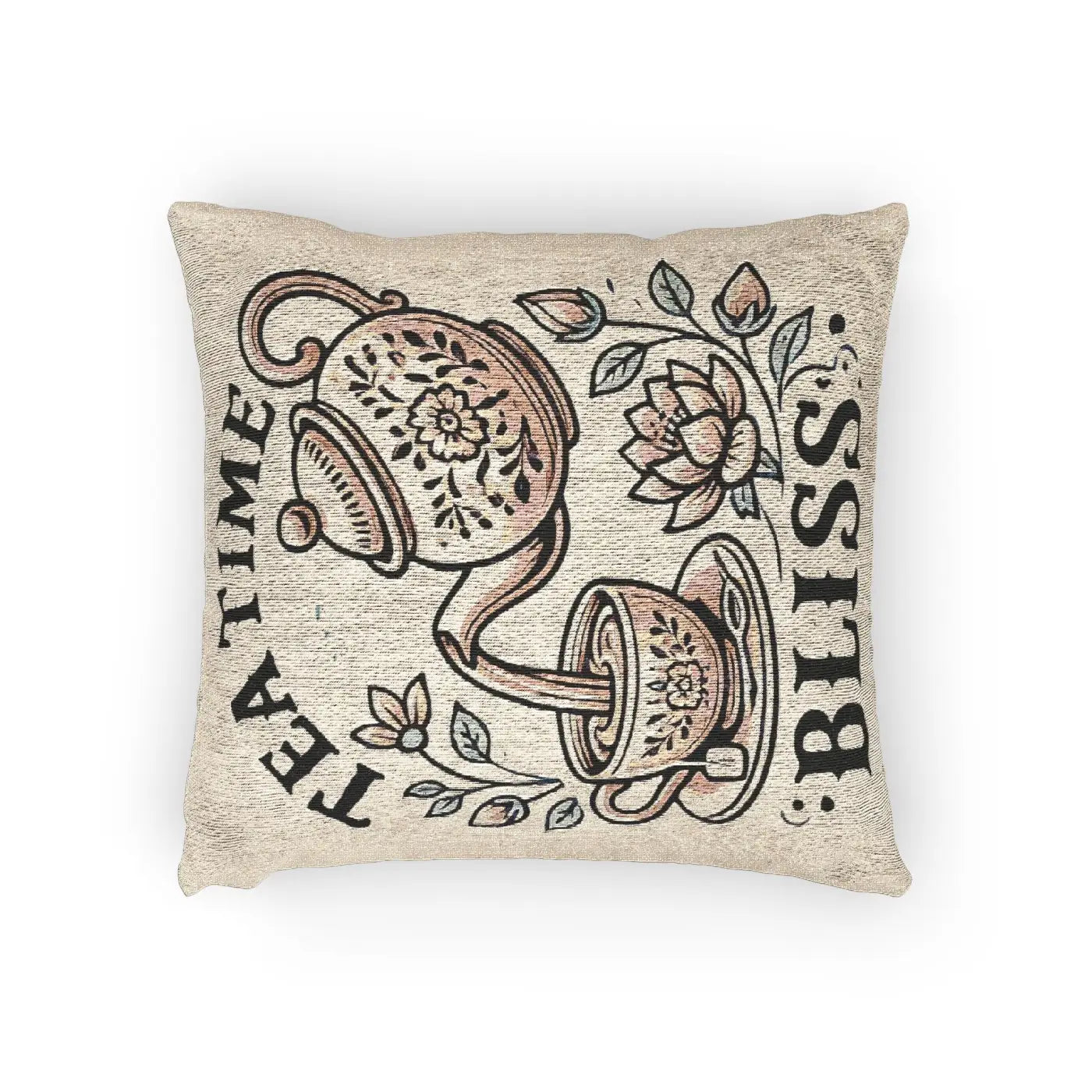 DipaliZ Woven Pillow Cozy Tea Time Bliss Cotton 18x18
