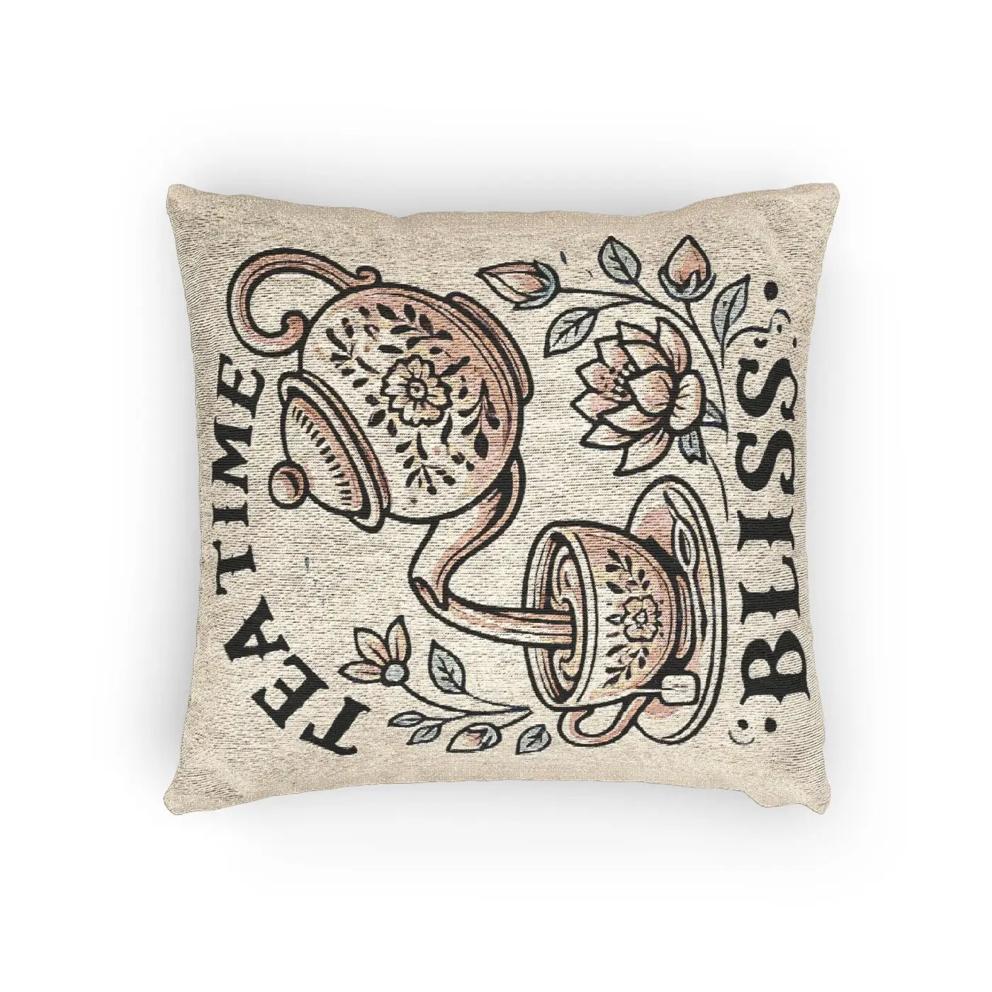 DipaliZ Woven Pillow Cozy Tea Time Bliss Cotton 18x18