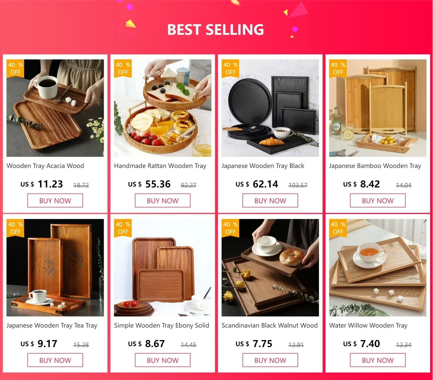 Tea Tray - Portable Wood Small