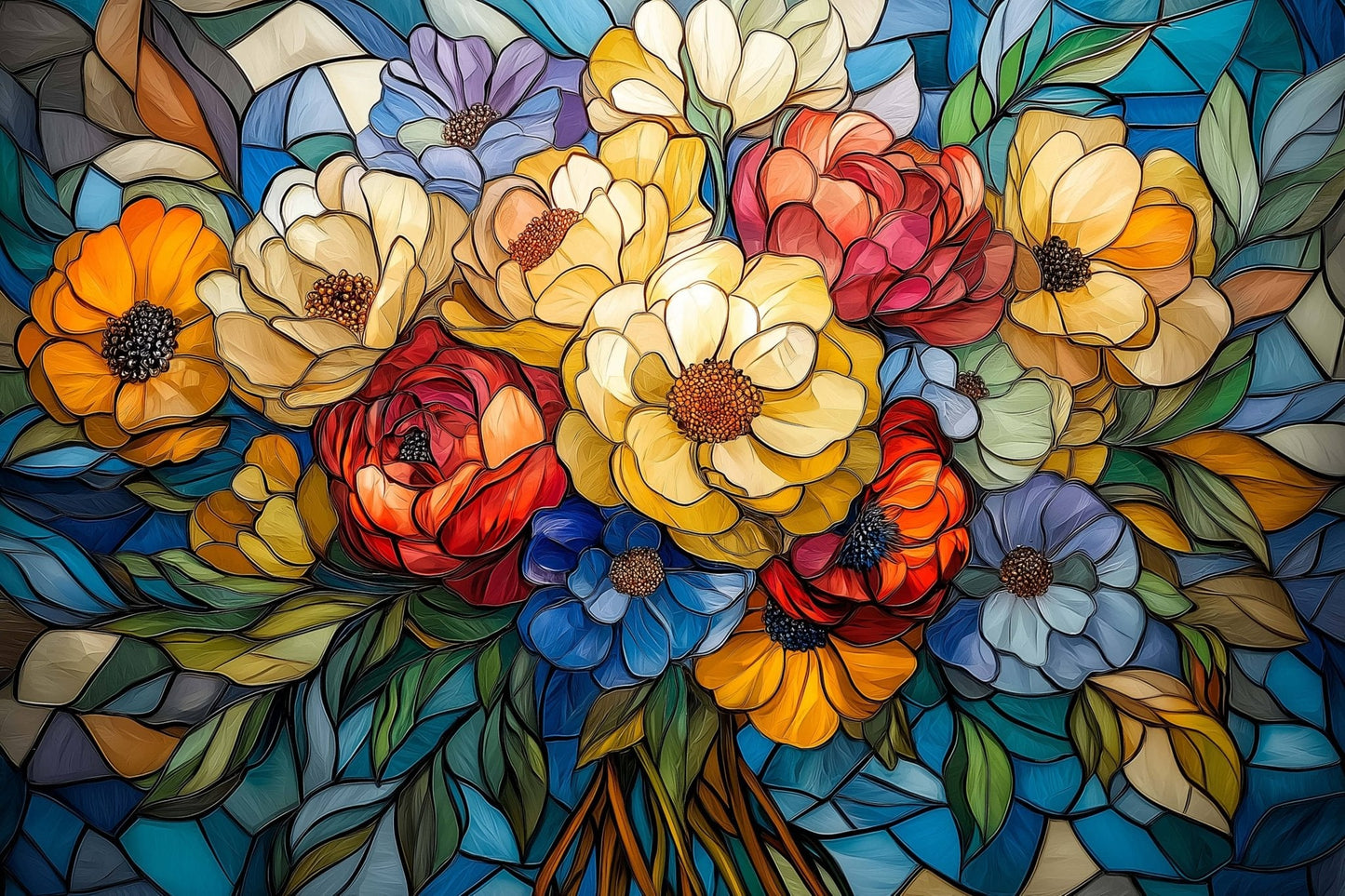 The Glass Petals Stained Glass 1000 Piece Jigsaw Puzzle | Trippy Puzzle Co