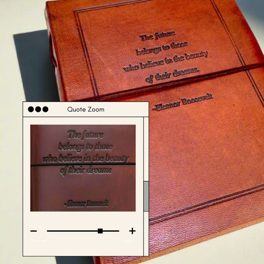 The Future Belongs | Eleanor Roosevelt Quote Leather Journal, 8x6
