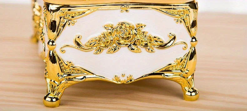 Tissue Box Holder - Metal Golden Silvery