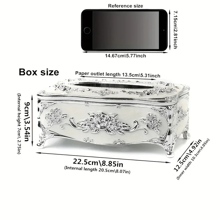Tissue Box Holder - Metal Golden Silvery