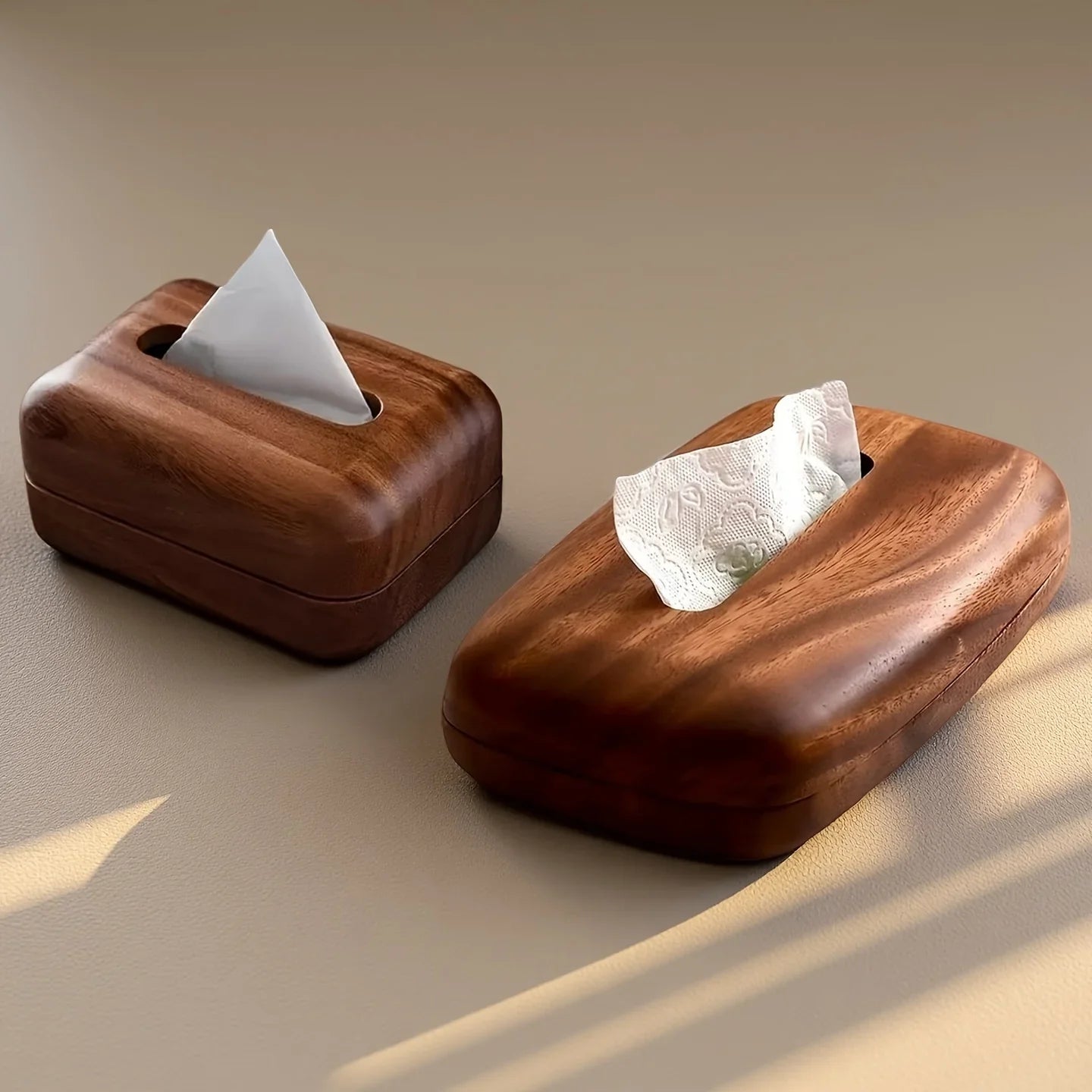 Tissue Box - Modern Walnut Wooden Rectangular