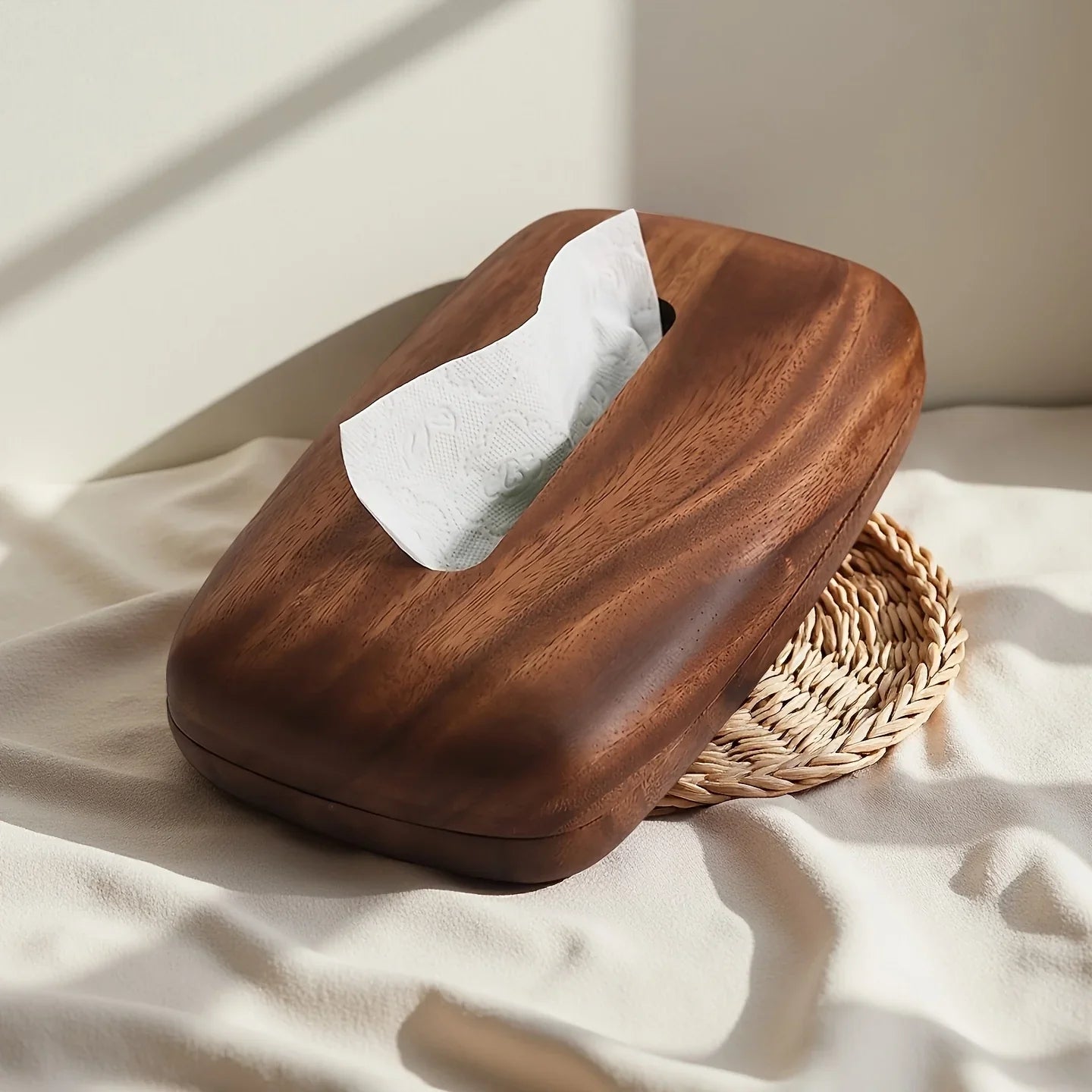 Tissue Box - Modern Walnut Wooden Rectangular