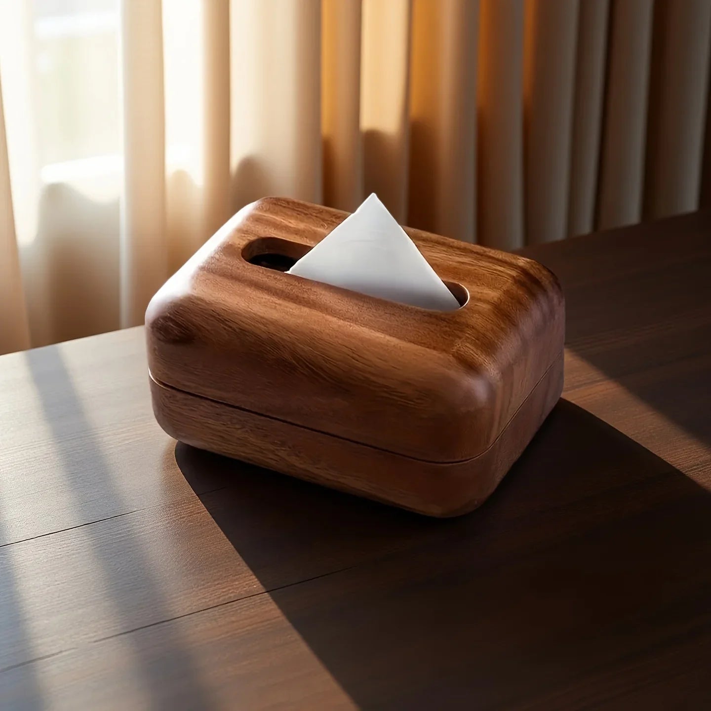 Tissue Box - Modern Walnut Wooden Rectangular